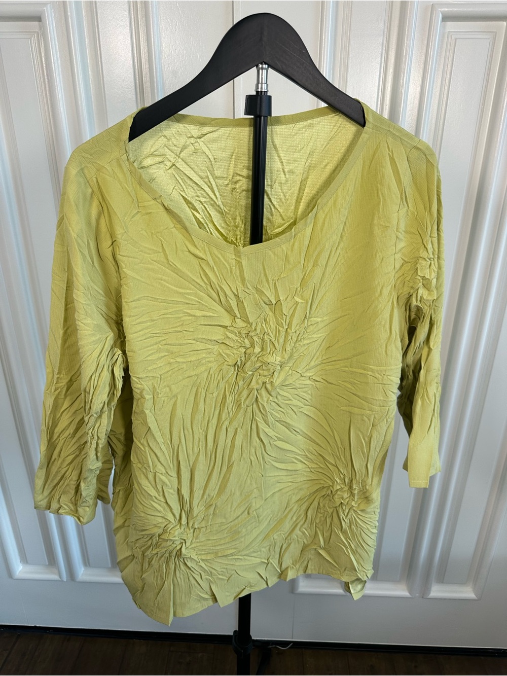 Babette Women's Lime Green Textured 3/4 Sleeve Top